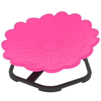 Qaba Flower-Shaped Kids Swivel Chair, Non-Slip Sit and Spin Sensory Chair for Training Body Coordination, Pink