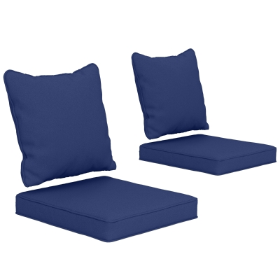 Outsunny Seat Cushion Back Pillows Replacement Set of 2, Patio Chair Cushions Set for Indoor Outdoor, Dark Blue