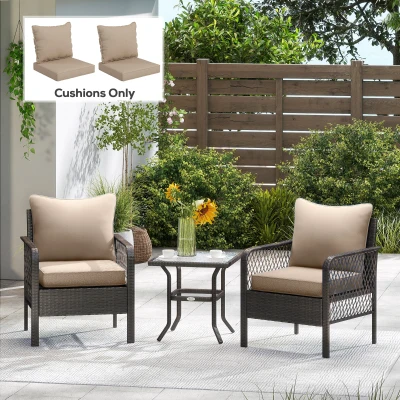Outdoor Seat Cushion Set 25" L x 22.5" W x 6.5" H Beige
