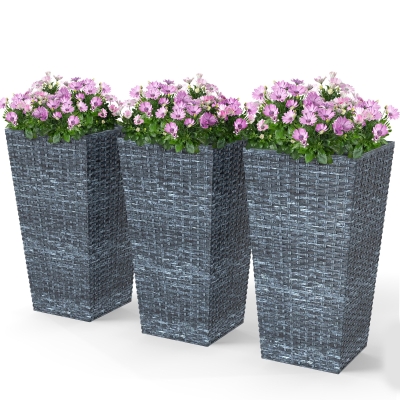 Outsunny Set of 3 Tall Planters, Outdoor & Indoor Flower Pot