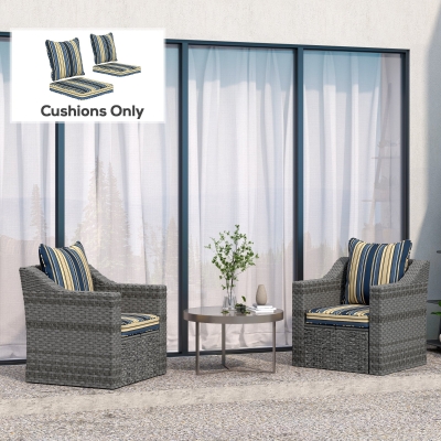 Outsunny Seat Cushion Back Pillows Replacement Set of 2, Patio Chair Cushions Set for Indoor Outdoor, Blue