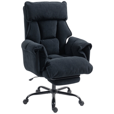 HOMCOM Ergonomic Desk Chair Computer Office Chair with Footrest, Adjustable Backrest, Lumbar Support and Headrest, Black