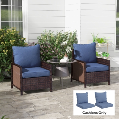 Outsunny 4-Piece Seat Cushion Pillows Replacement, Patio Chair Cushions Set with Back for Indoor Outdoor, Blue