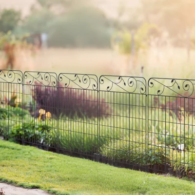 Outsunny 4 Pack Steel Fence Panels, 11.5' L x 43" H, Rust-Resistant