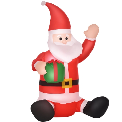 HOMCOM 3.9ft Outdoor Christmas Lighted Inflatable Santa Claus with Gift Box