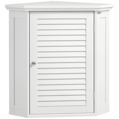 kleankin Corner Wall Cabinet, Medicine Cabinet, Over the Toilet Storage Cabinet with Shutter Door and Adjustable Shelf for Bathroom, Space Saving, White