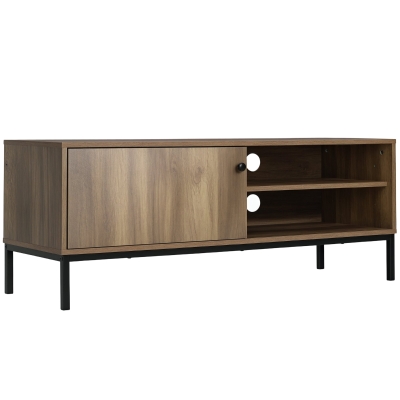HOMCOM Retro TV Cabinet for TVs up to 50", TV Stand with Compartment and Adjustable Shelf, Media Console with Sliding Door for Living Room, Coffee