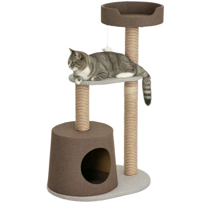 PawHut Scratching Cat Tree Post Climbing Kitten Pets Furniture with Toy, Brown