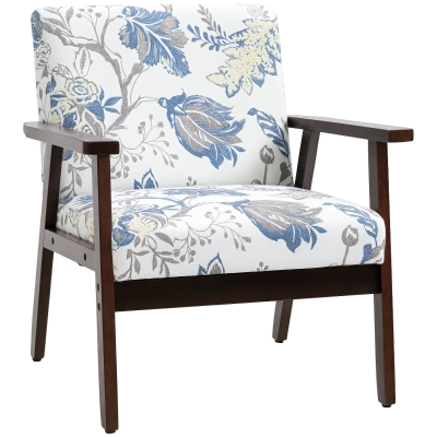 HOMCOM Modern Accent Chairs with Cushioned Seat, Upholstered Linen-Feel Armchair for Bedroom, Living Room, Multicolored