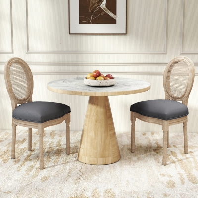 HOMCOM French Upholstered Dining Chair Set of 2, Gray