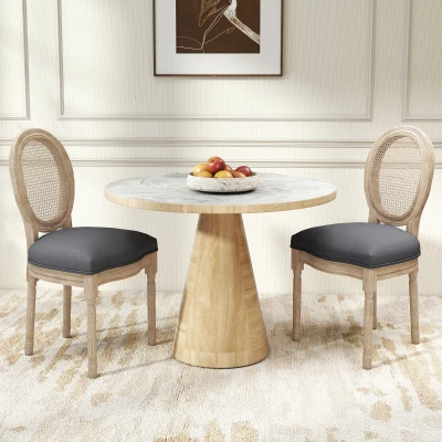 HOMCOM French Upholstered Dining Chair Set of 2, Gray