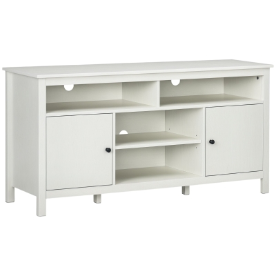 HOMCOM TV Stand for TVs up to 55", TV Unit with Storage Cupboard and Shelves, 55.1" x 15.7" x 27", White