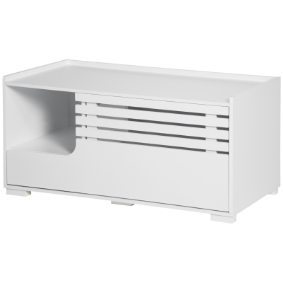PawHut Hidden Cat Litter Box Furniture, Cat Litter Box Enclosure with Storage Compartments and Side Table Function, White
