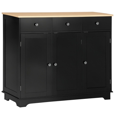 HOMCOM Modern Sideboard, Buffet Cabinet with Storage Cabinets, Drawers and Adjustable Shelves for Living Room, Black