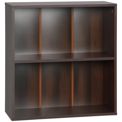 HOMCOM Wood Small Bookshelf 2 Tier Storage Rack Chest Unit Home Office Furniture Walnut