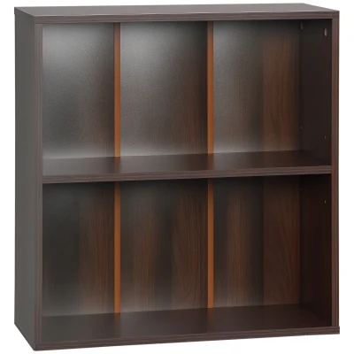 HOMCOM Wood Small Bookshelf 2 Tier Storage Rack Chest Unit Home Office Furniture Walnut