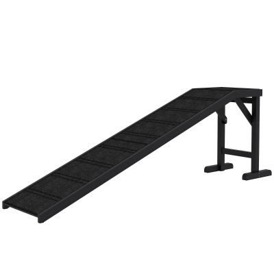PawHut Pet Ramp Bed Steps for Dogs Cats Non-slip Carpet Top Platform Pine Wood 74"L x 16"W x 25"H Black