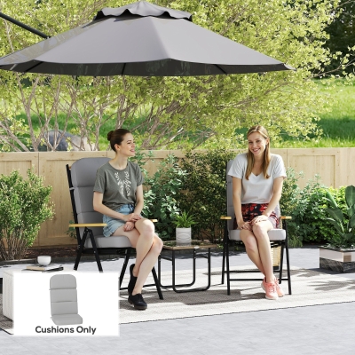 Outsunny Outdoor Seat Cushion with Back, Outdoor Chair Cushion with Ties and Adjustable Strap, UPF 20+Non-Slip Patio Cushion Replacement for Outdoor Chair, Light Grey