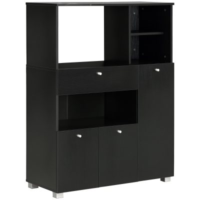 HOMCOM Compact Kitchen Pantry Buffet Server Hutch Storage Cabinet  with Microwave Oven Stand Drawer and Shelves, Black
