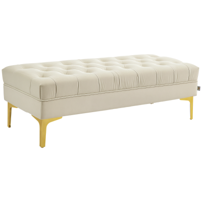HOMCOM End of Bed Bench, Upholstered Bench, Entryway Shoe Bench with Button Tufted for Living Room, Bedroom, Beige
