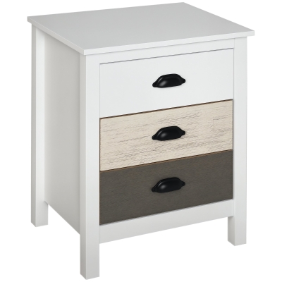 HOMCOM Accent Table Storage Cabinet with 3 Drawers Wooden Bedside Table Night Stand, Home Furniture