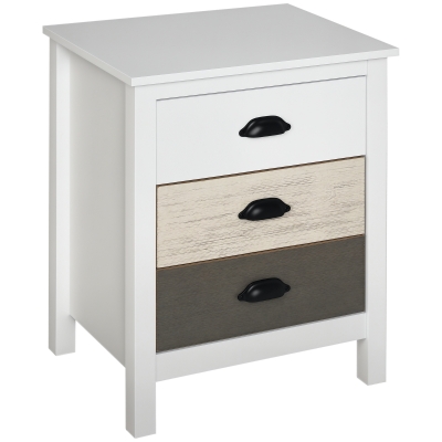 HOMCOM Accent Table Storage Cabinet with 3 Drawers Wooden Bedside Table Night Stand, Home Furniture