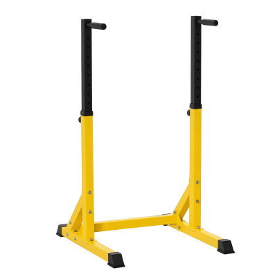 Soozier Dip Station, Body Press Parallel Bar with 10 Adjustable Height, Home Gym Workout Trainer Dip Bar, Yellow