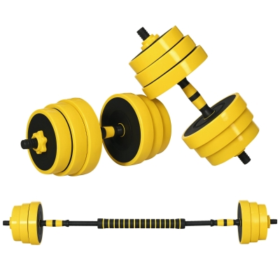 Soozier Dumbbell & Barbell Adjustable Set 66lbs Plate Bar Clamp Rod for Strength Training, Full Body Workout, Muscle Building Home Gym Sports Area Exercise Ergonomic
