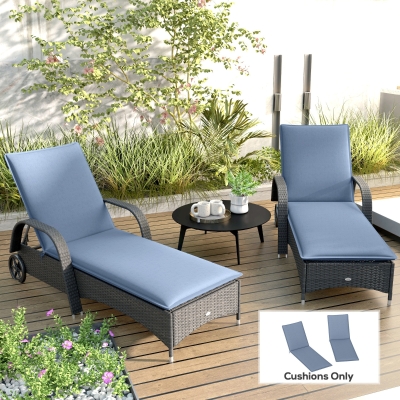 Outdoor Seat Cushion 76" L x 22.8" W x 2.4" D Blue