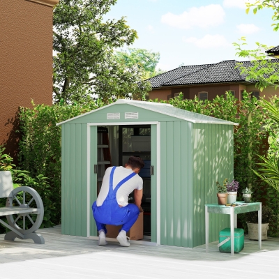 Outsunny 7' x 4' Outdoor Storage Shed, Light Green