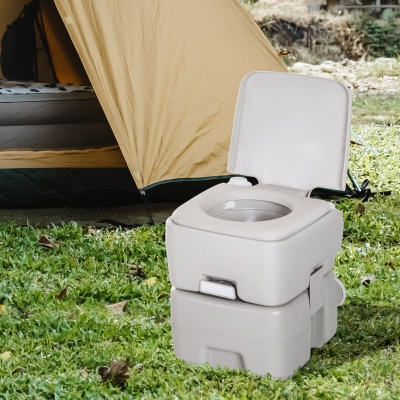 kleankin Outdoor Portable Travel Toilet Detachable Flushable Tank Easy to Use 3 Way Pistol for Camping Hiking Boating Roadtripping 5.3 Gallon (20L)
