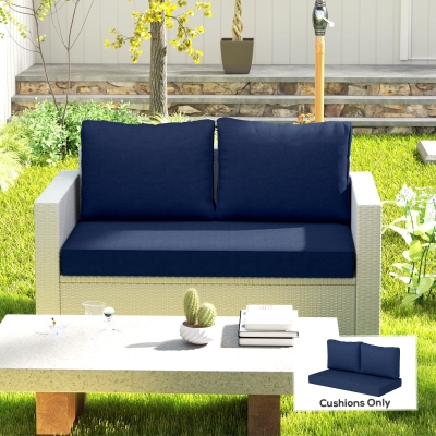 Outdoor Loveseat Cushions 45.9" L x 26" W x 4.9" H Navy Blue