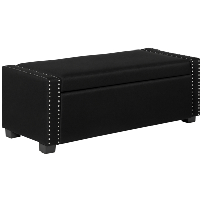 HOMCOM Upholstered Flip Top Storage Bench Fabric Ottoman for Bedroom, Living room, Dark Grey