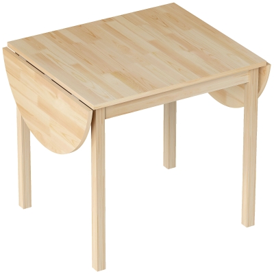 HOMCOM Solid Wood Kitchen Table, Drop Leaf Tables for Small Spaces, Folding Dining Table, Natural