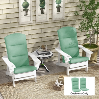 Outsunny Patio Chair Cushions for Adirondack Chair Replacement Cushions with Back and Ties, Set of 2, Green