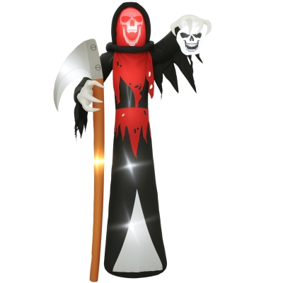 Outsunny 12 FT Halloween Inflatable Grim Reaper, Blow Up Garden Decor with Built-in Lights for Halloween Party Indoor, Outdoor