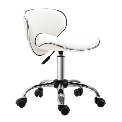 HOMCOM Adjustable Massage Stool Spa Beauty Salon Chair 360 Degrees Swivel Gas Lift PU Leather White