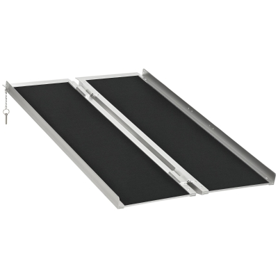 HOMCOM 4ft Wheelchair Ramp Scooter Mobility Non-Skid Layering Portable Foldable Aluminum
