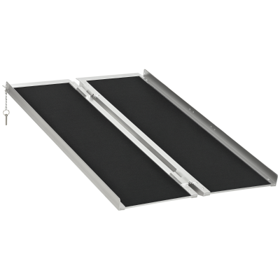 HOMCOM 4ft Wheelchair Ramp Scooter Mobility Non-Skid Layering Portable Foldable Aluminum