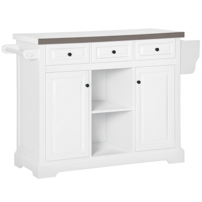 HOMCOM Rolling Kitchen Island Cart with Storage, White