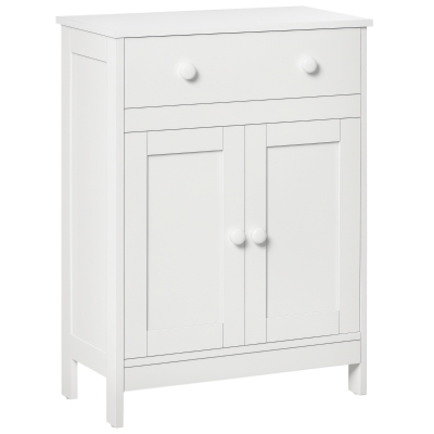 HOMCOM Bathroom Cabinet, Freestanding Accent Sideboard with Storage Drawer & Adjustable Shelf, White
