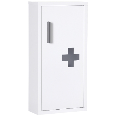 kleankin Wall Mount Medicine Cabinet Bathroom Cabinet with 2 Shelves, Steel Frame and Magnetic Door, White
