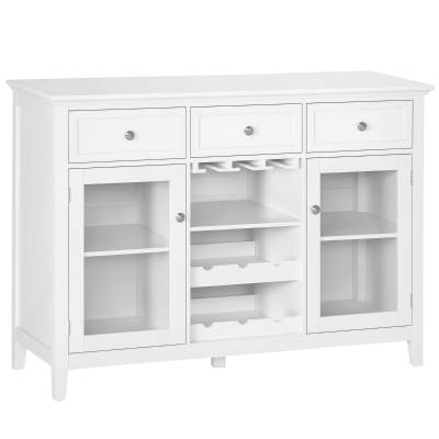 HOMCOM White Wine Cabinet with 3 Drawers & 6-Bottle Rack