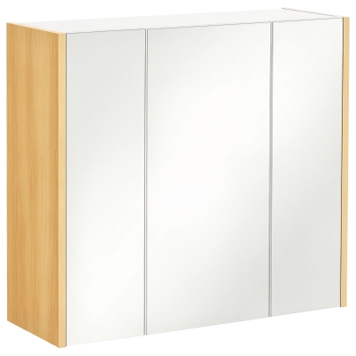 kleankin Wall Mounted Medicine Cabinet with Mirror Wall Mirror Cabinet with 3 Doors and Adjustable Storage Shelves White