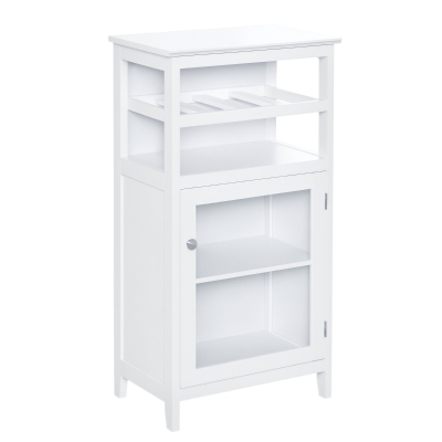 HOMCOM Wine Cabinet, 4-Bottle Rack, Adjustable Shelf, White