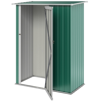Outsunny 5 x 3ft Outdoor Storage Shed Metal Garden Shed Cabanon with Sloped Roof, Lockable Door for Tool, Green