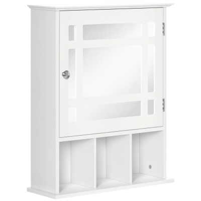 kleankin Bathroom Mirror Cabinet, Wall Mounted Medicine Cabinet, 3 Shelf Organizer for Kitchen, White