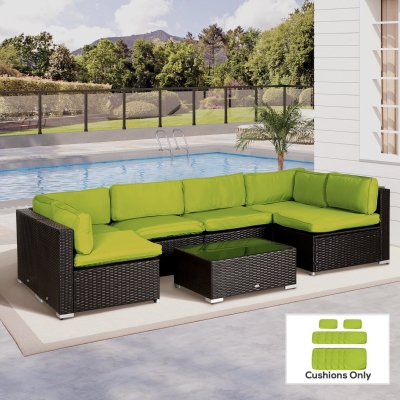 Outsunny Outdoor 14pc Patio Rattan Sofa Set Cushion Polyester Cover Replacement Set - No Cushion Included Light Green