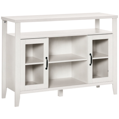 HOMCOM Farmhouse Buffet Cabinet, White with Glass Doors