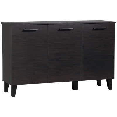 HOMCOM Sideboard Cabinet, Buffet Cabinet with 3 Doors and Adjustable Shelf, Buffets Tables for Kitchen Dining Room, Dark Walnut